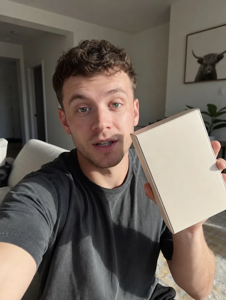 Creator holding product