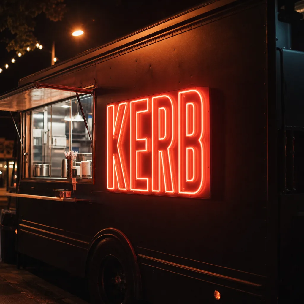 Kerb neon sign on a food truck