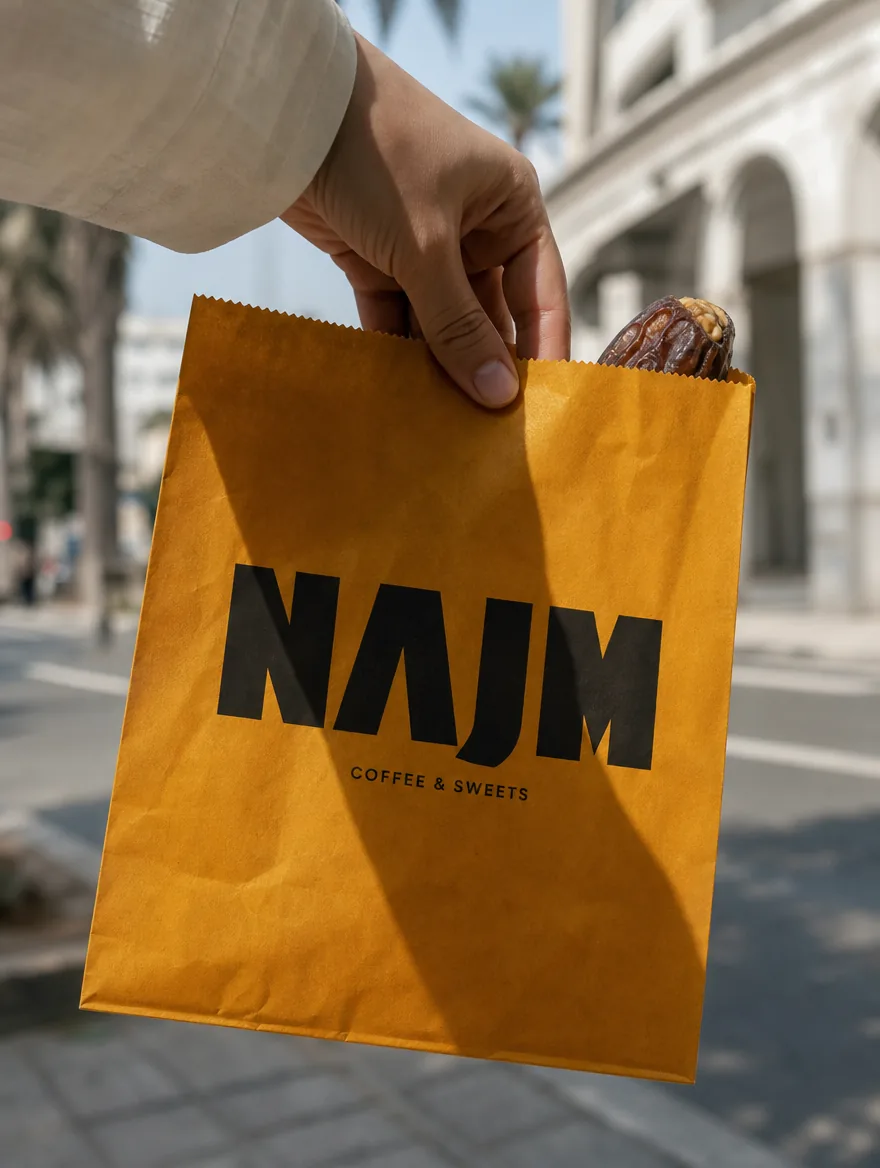 Najm takeaway bag held in hand