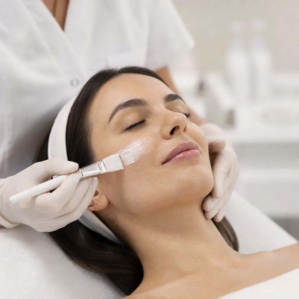 Facial treatment in progress